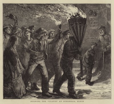 Burning the Clavie at Burghead, Elgin by William Bazett Murray
